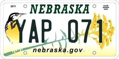 NE license plate YAP071