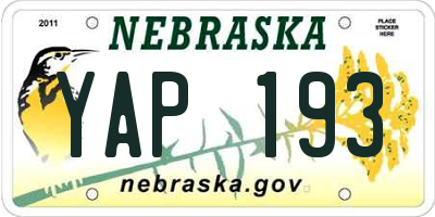 NE license plate YAP193