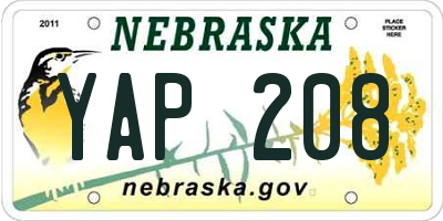 NE license plate YAP208