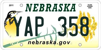 NE license plate YAP358