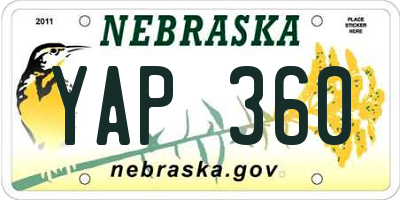 NE license plate YAP360