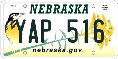 NE license plate YAP516