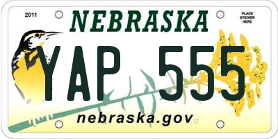 NE license plate YAP555