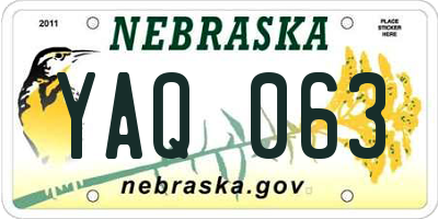 NE license plate YAQ063