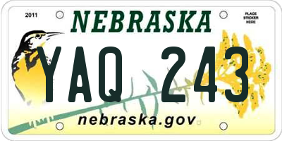 NE license plate YAQ243