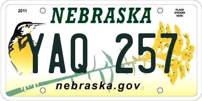 NE license plate YAQ257