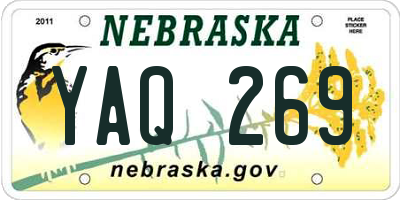 NE license plate YAQ269