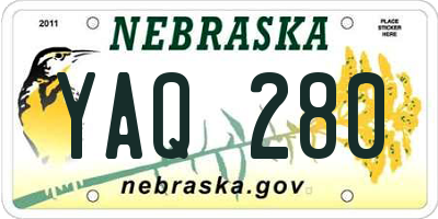 NE license plate YAQ280