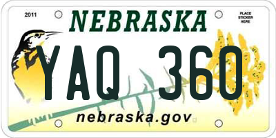 NE license plate YAQ360