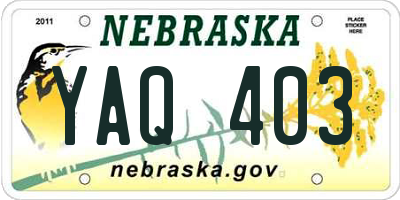 NE license plate YAQ403