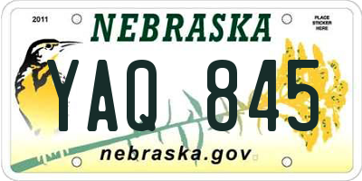 NE license plate YAQ845