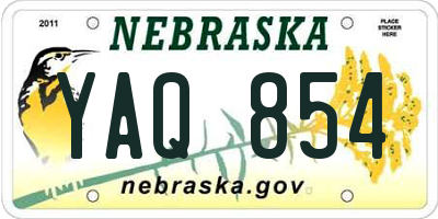 NE license plate YAQ854