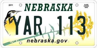 NE license plate YAR113