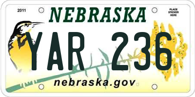 NE license plate YAR236