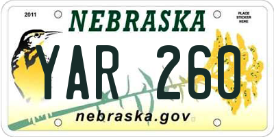 NE license plate YAR260