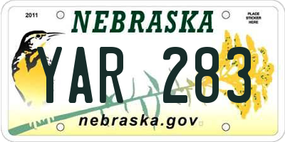 NE license plate YAR283