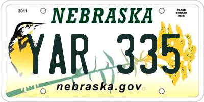 NE license plate YAR335