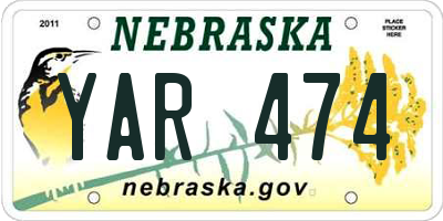 NE license plate YAR474