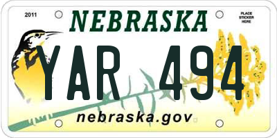 NE license plate YAR494