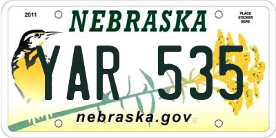 NE license plate YAR535