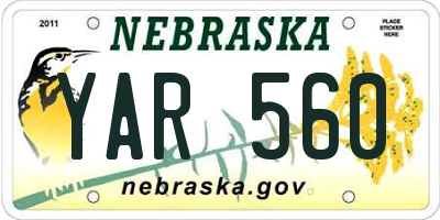 NE license plate YAR560