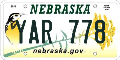 NE license plate YAR778