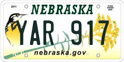 NE license plate YAR917