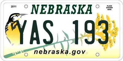 NE license plate YAS193