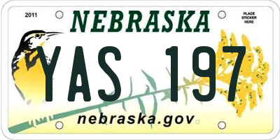 NE license plate YAS197