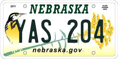 NE license plate YAS204