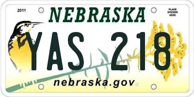 NE license plate YAS218