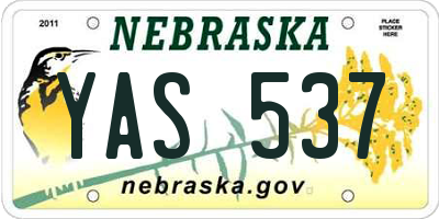 NE license plate YAS537