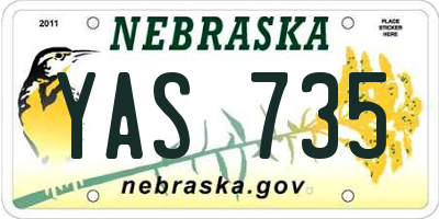 NE license plate YAS735