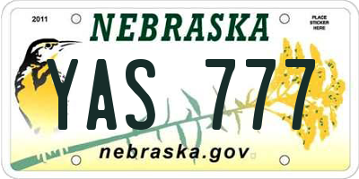 NE license plate YAS777