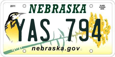 NE license plate YAS794