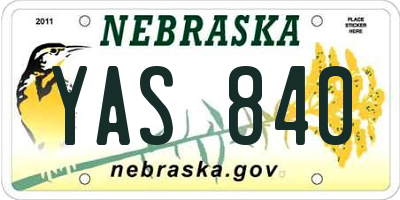 NE license plate YAS840