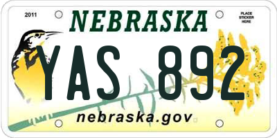 NE license plate YAS892