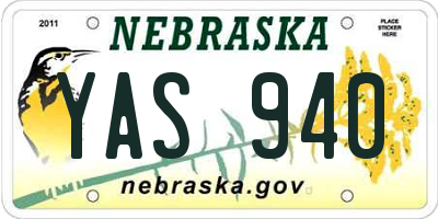NE license plate YAS940