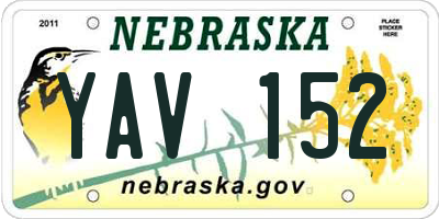 NE license plate YAV152