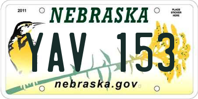 NE license plate YAV153