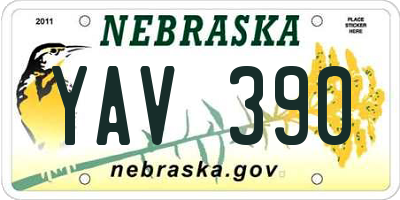 NE license plate YAV390
