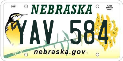 NE license plate YAV584