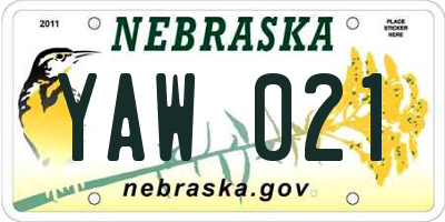 NE license plate YAW021