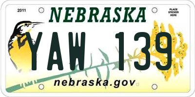 NE license plate YAW139