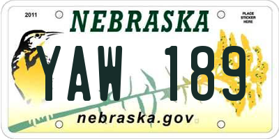 NE license plate YAW189