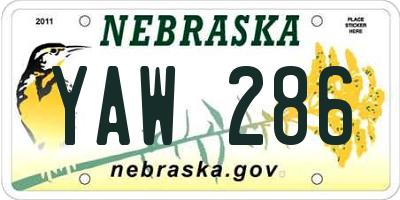 NE license plate YAW286