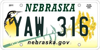 NE license plate YAW316