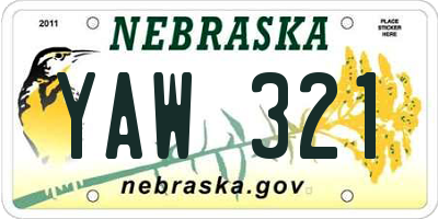 NE license plate YAW321