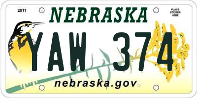 NE license plate YAW374