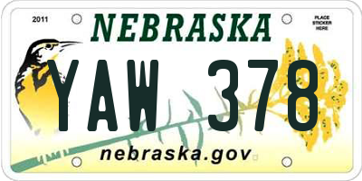 NE license plate YAW378